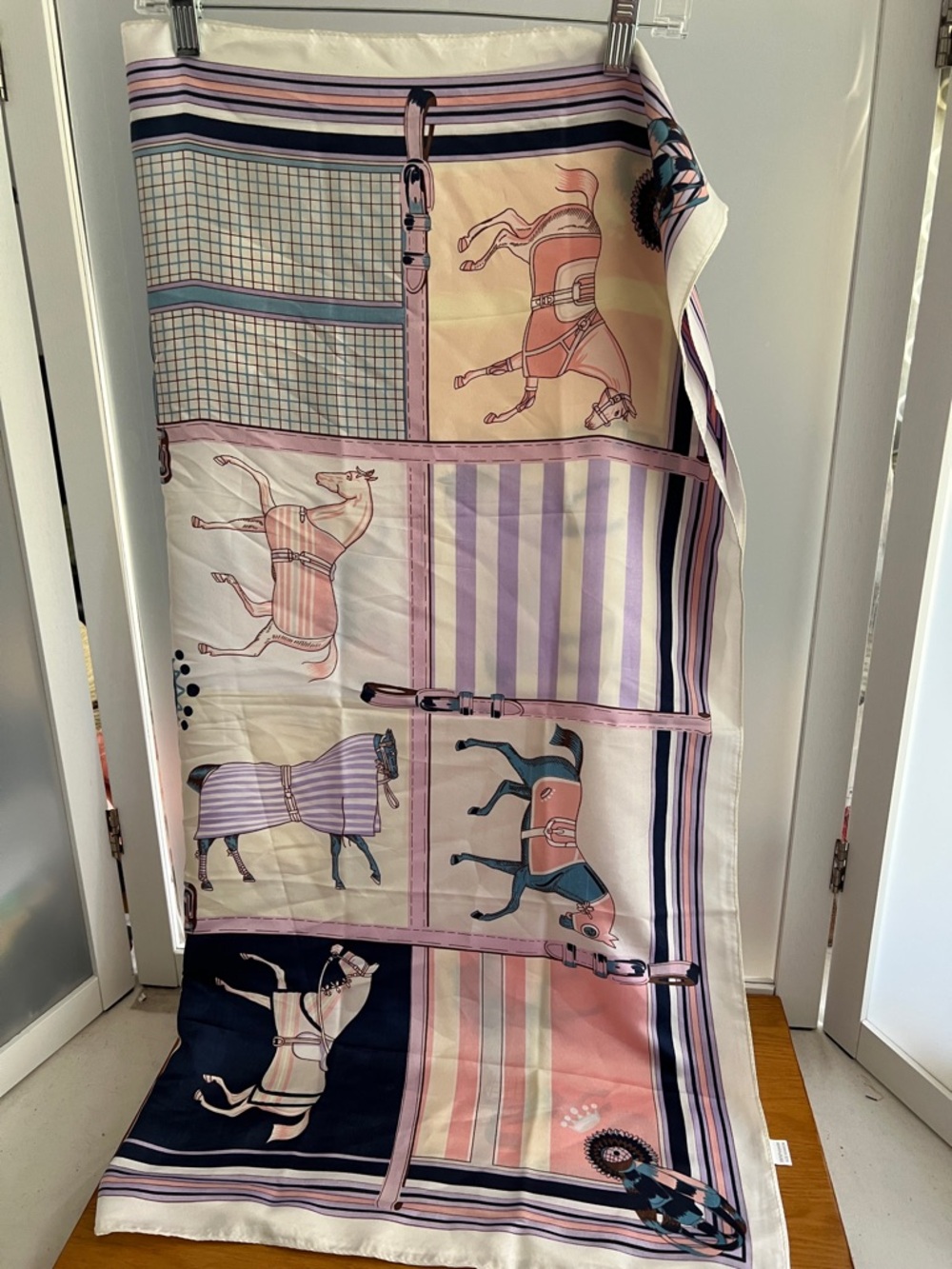 Equestrian scarf western functional multi pink purple mixed pastel color block